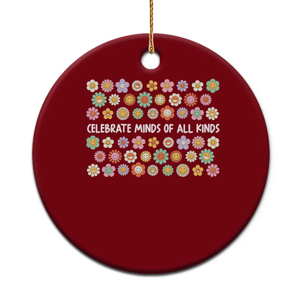 Funny Celebrate Minds Of All Kinds Ceramic Ornament Autism Awareness Retro Flower TS11 1pc Red Print Your Wear