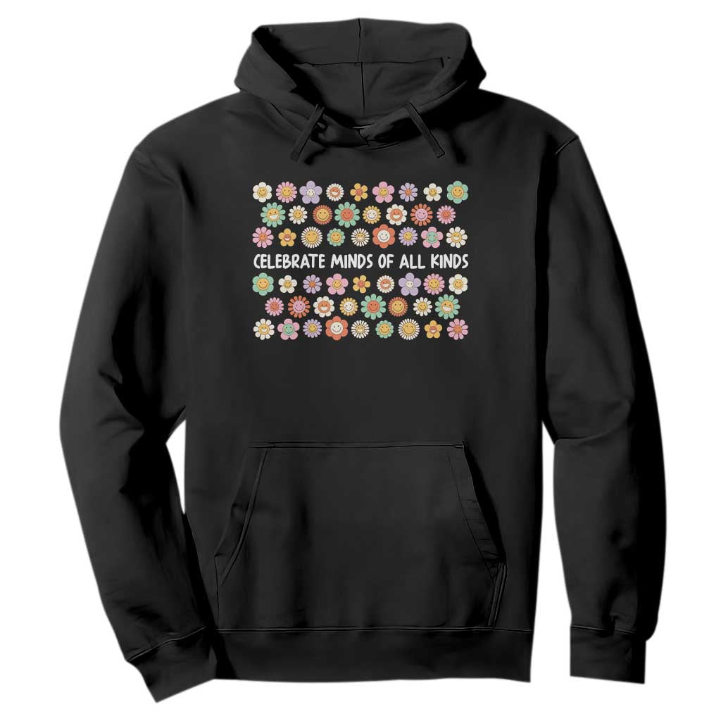 Funny Celebrate Minds Of All Kinds Hoodie Autism Awareness Retro Flower TS11 Black Print Your Wear