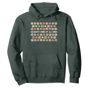 Funny Celebrate Minds Of All Kinds Hoodie Autism Awareness Retro Flower TS11 Dark Forest Green Print Your Wear