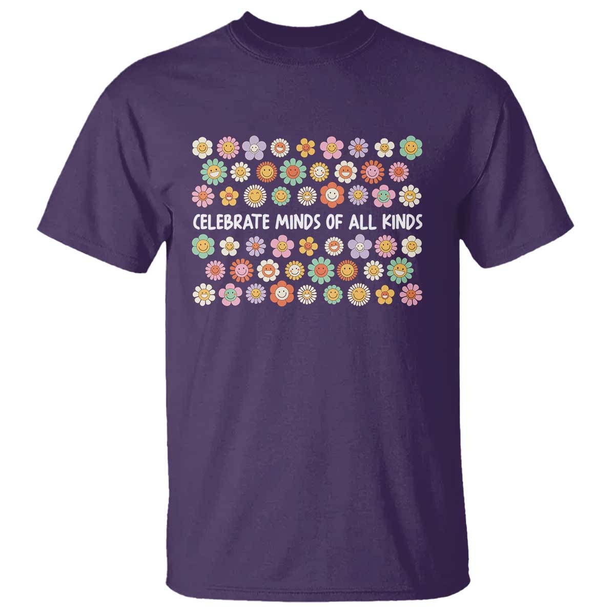 Funny Celebrate Minds Of All Kinds T Shirt Autism Awareness Retro Flower TS11 Purple Print Your Wear