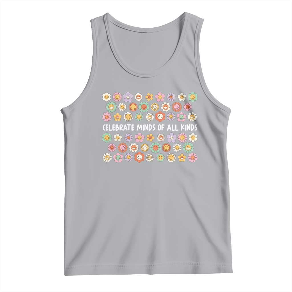 Funny Celebrate Minds Of All Kinds Tank Top Autism Awareness Retro Flower TS11 Athletic Heather Print Your Wear