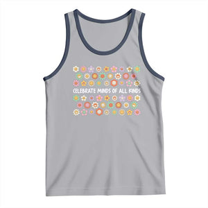 Funny Celebrate Minds Of All Kinds Tank Top Autism Awareness Retro Flower TS11 Athletic Heather Navy Print Your Wear