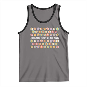 Funny Celebrate Minds Of All Kinds Tank Top Autism Awareness Retro Flower TS11 Deep Heather Black Print Your Wear