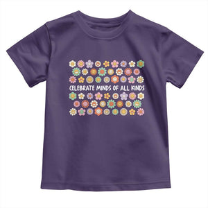 Funny Celebrate Minds Of All Kinds Toddler T Shirt Autism Awareness Retro Flower TS11 Purple Print Your Wear