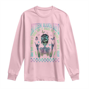 Funny Autism Mama Life Long Sleeve Shirt Some Days I Rock It Some Days It Rock Me Autism Awareness Skeleton TS11 Light Pink Print Your Wear