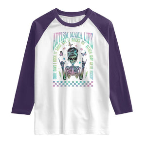 Funny Autism Mama Life Raglan Shirt Some Days I Rock It Some Days It Rock Me Autism Awareness Skeleton TS11 White Purple Print Your Wear