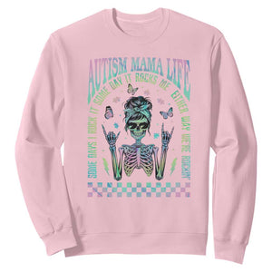 Funny Autism Mama Life Sweatshirt Some Days I Rock It Some Days It Rock Me Autism Awareness Skeleton TS11 Light Pink Print Your Wear
