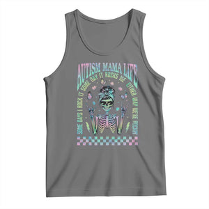 Funny Autism Mama Life Tank Top Some Days I Rock It Some Days It Rock Me Autism Awareness Skeleton TS11 Black Heather Print Your Wear
