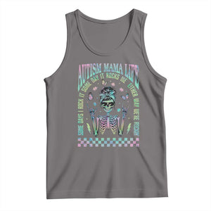 Funny Autism Mama Life Tank Top Some Days I Rock It Some Days It Rock Me Autism Awareness Skeleton TS11 Deep Heather Print Your Wear