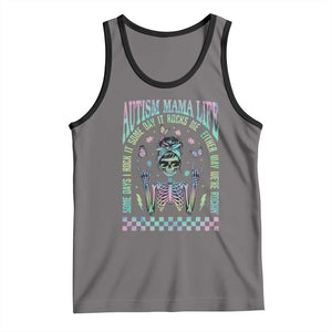 Funny Autism Mama Life Tank Top Some Days I Rock It Some Days It Rock Me Autism Awareness Skeleton TS11 Deep Heather Black Print Your Wear