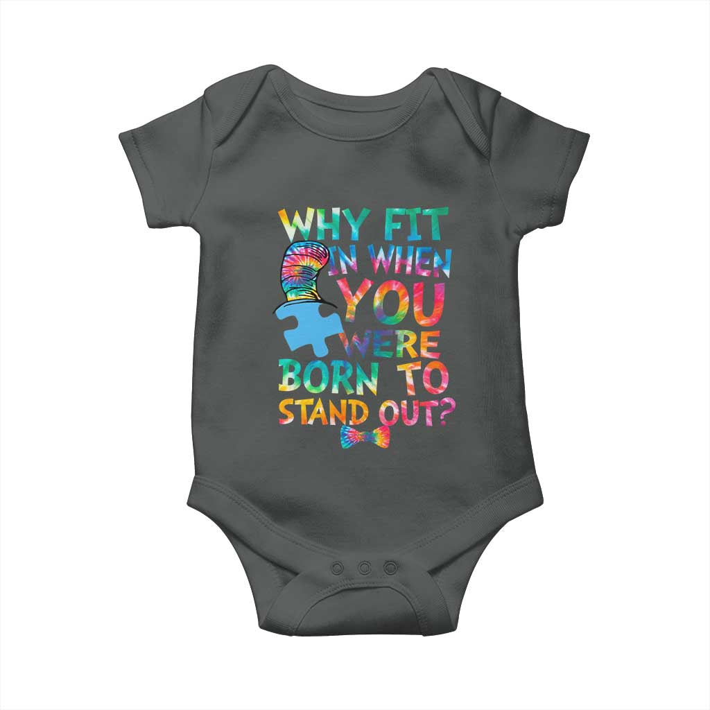 Funny Autism Awareness Baby Onesie Why Fit In When You Were Born To Stand Out Puzzle TS11 Dark Heather Print Your Wear