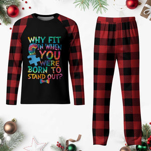 Funny Autism Awareness Plaid Pajama Set Why Fit In When You Were Born To Stand Out Puzzle TS11 Buffalo Plaid Print Your Wear