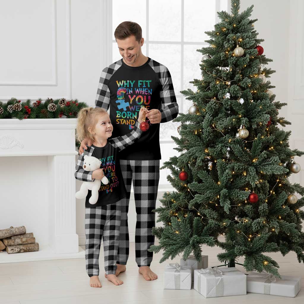 Funny Autism Awareness Plaid Pajama Set Why Fit In When You Were Born To Stand Out Puzzle TS11 White Plaid Print Your Wear
