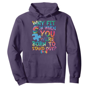 Funny Autism Awareness Hoodie Why Fit In When You Were Born To Stand Out Puzzle TS11 Purple Print Your Wear