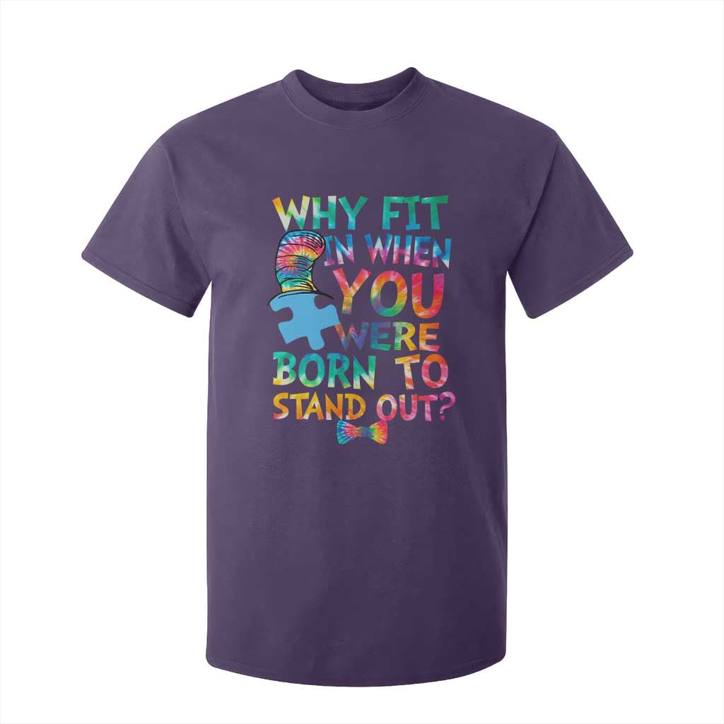 Funny Autism Awareness T Shirt For Kid Why Fit In When You Were Born To Stand Out Puzzle TS11 Purple Print Your Wear