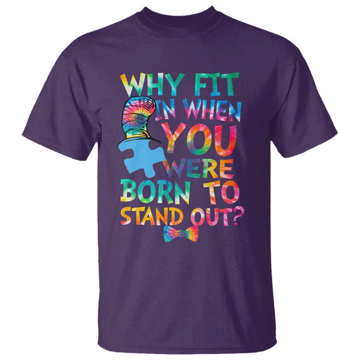 Funny Autism Awareness T Shirt Why Fit In When You Were Born To Stand Out Puzzle TS11 Purple Print Your Wear