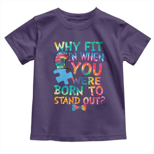 Funny Autism Awareness Toddler T Shirt Why Fit In When You Were Born To Stand Out Puzzle TS11 Purple Print Your Wear