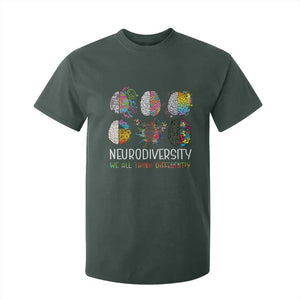 Neurodiversity We All Think Differently T Shirt For Kid Brain Autism Awareness ASD ADHD TS11 Dark Forest Green Print Your Wear