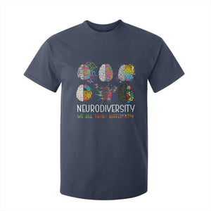 Neurodiversity We All Think Differently T Shirt For Kid Brain Autism Awareness ASD ADHD TS11 Navy Print Your Wear