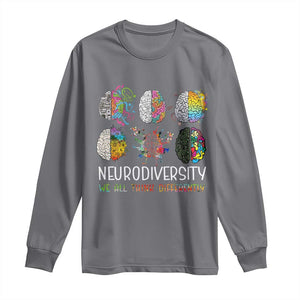 Neurodiversity We All Think Differently Long Sleeve Shirt Brain Autism Awareness ASD ADHD TS11 Charcoal Print Your Wear