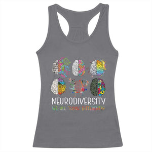 Neurodiversity We All Think Differently Racerback Tank Top Brain Autism Awareness ASD ADHD TS11 Charcoal Print Your Wear