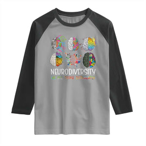 Neurodiversity We All Think Differently Raglan Shirt Brain Autism Awareness ASD ADHD TS11 Sport Gray Black Print Your Wear