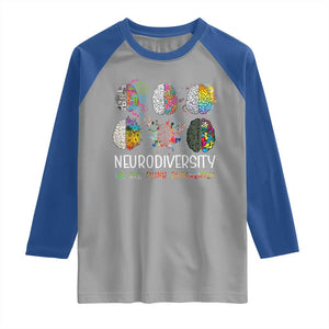 Neurodiversity We All Think Differently Raglan Shirt Brain Autism Awareness ASD ADHD TS11 Sport Gray Royal Print Your Wear