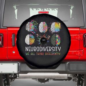 Neurodiversity We All Think Differently Spare Tire Cover Brain Autism Awareness ASD ADHD TS11 Black Print Your Wear