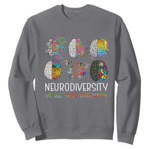 Neurodiversity We All Think Differently Sweatshirt Brain Autism Awareness ASD ADHD TS11 Charcoal Print Your Wear