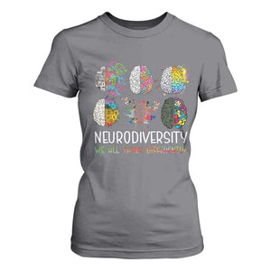 Neurodiversity We All Think Differently T Shirt For Women Brain Autism Awareness ASD ADHD TS11 Charcoal Print Your Wear