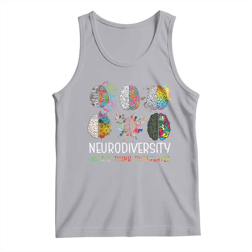 Neurodiversity We All Think Differently Tank Top Brain Autism Awareness ASD ADHD TS11 Athletic Heather Print Your Wear