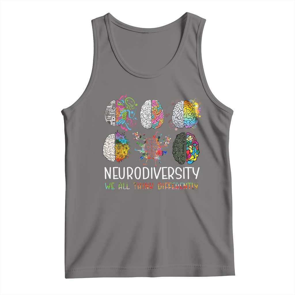 Neurodiversity We All Think Differently Tank Top Brain Autism Awareness ASD ADHD TS11 Deep Heather Print Your Wear
