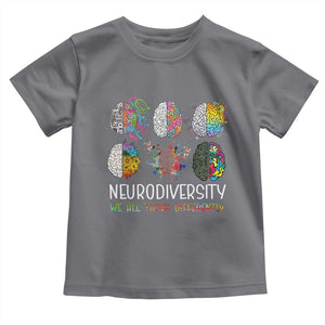 Neurodiversity We All Think Differently Toddler T Shirt Brain Autism Awareness ASD ADHD TS11 Charcoal Print Your Wear