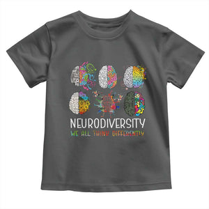 Neurodiversity We All Think Differently Toddler T Shirt Brain Autism Awareness ASD ADHD TS11 Dark Heather Print Your Wear