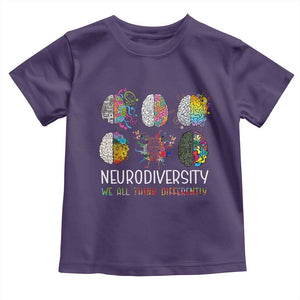 Neurodiversity We All Think Differently Toddler T Shirt Brain Autism Awareness ASD ADHD TS11 Purple Print Your Wear