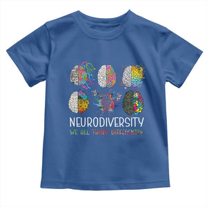 Neurodiversity We All Think Differently Toddler T Shirt Brain Autism Awareness ASD ADHD TS11 Royal Blue Print Your Wear