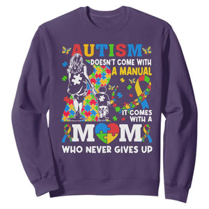 Autism Mom Sweatshirt Autism Doesn't Come With A Manual It Comes With A Mom TS11 Purple Print Your Wear