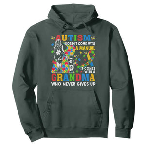 Autism Grandma Hoodie Autism Doesn't Come With A Manual It Comes With A Grandma TS11 Dark Forest Green Print Your Wear