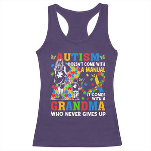 Autism Grandma Racerback Tank Top Autism Doesn't Come With A Manual It Comes With A Grandma TS11 Purple Print Your Wear