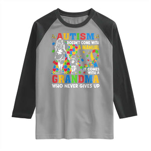 Autism Grandma Raglan Shirt Autism Doesn't Come With A Manual It Comes With A Grandma TS11 Sport Gray Black Print Your Wear
