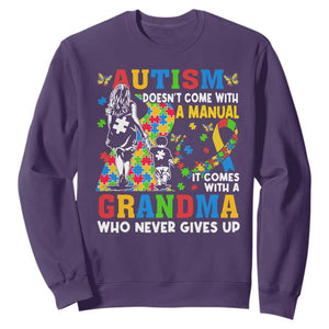 Autism Grandma Sweatshirt Autism Doesn't Come With A Manual It Comes With A Grandma TS11 Purple Print Your Wear