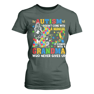 Autism Grandma T Shirt For Women Autism Doesn't Come With A Manual It Comes With A Grandma TS11 Dark Forest Green Print Your Wear