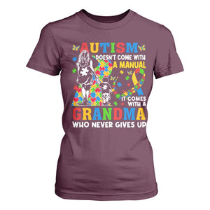 Autism Grandma T Shirt For Women Autism Doesn't Come With A Manual It Comes With A Grandma TS11 Maroon Print Your Wear