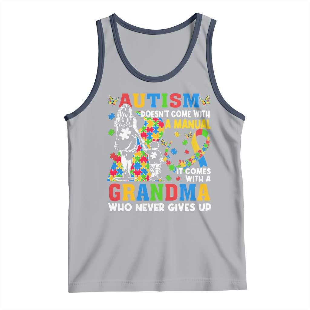 Autism Grandma Tank Top Autism Doesn't Come With A Manual It Comes With A Grandma TS11 Athletic Heather Navy Print Your Wear