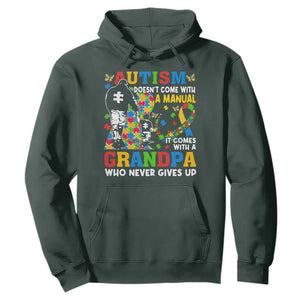 Autism Grandpa Hoodie Autism Doesn't Come With A Manual It Comes With A Grandpa TS11 Dark Forest Green Print Your Wear