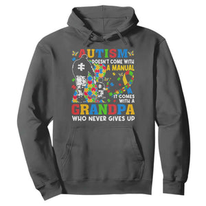 Autism Grandpa Hoodie Autism Doesn't Come With A Manual It Comes With A Grandpa TS11 Dark Heather Print Your Wear