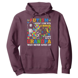Autism Grandpa Hoodie Autism Doesn't Come With A Manual It Comes With A Grandpa TS11 Maroon Print Your Wear
