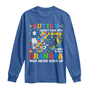 Autism Grandpa Long Sleeve Shirt Autism Doesn't Come With A Manual It Comes With A Grandpa TS11 Royal Blue Print Your Wear