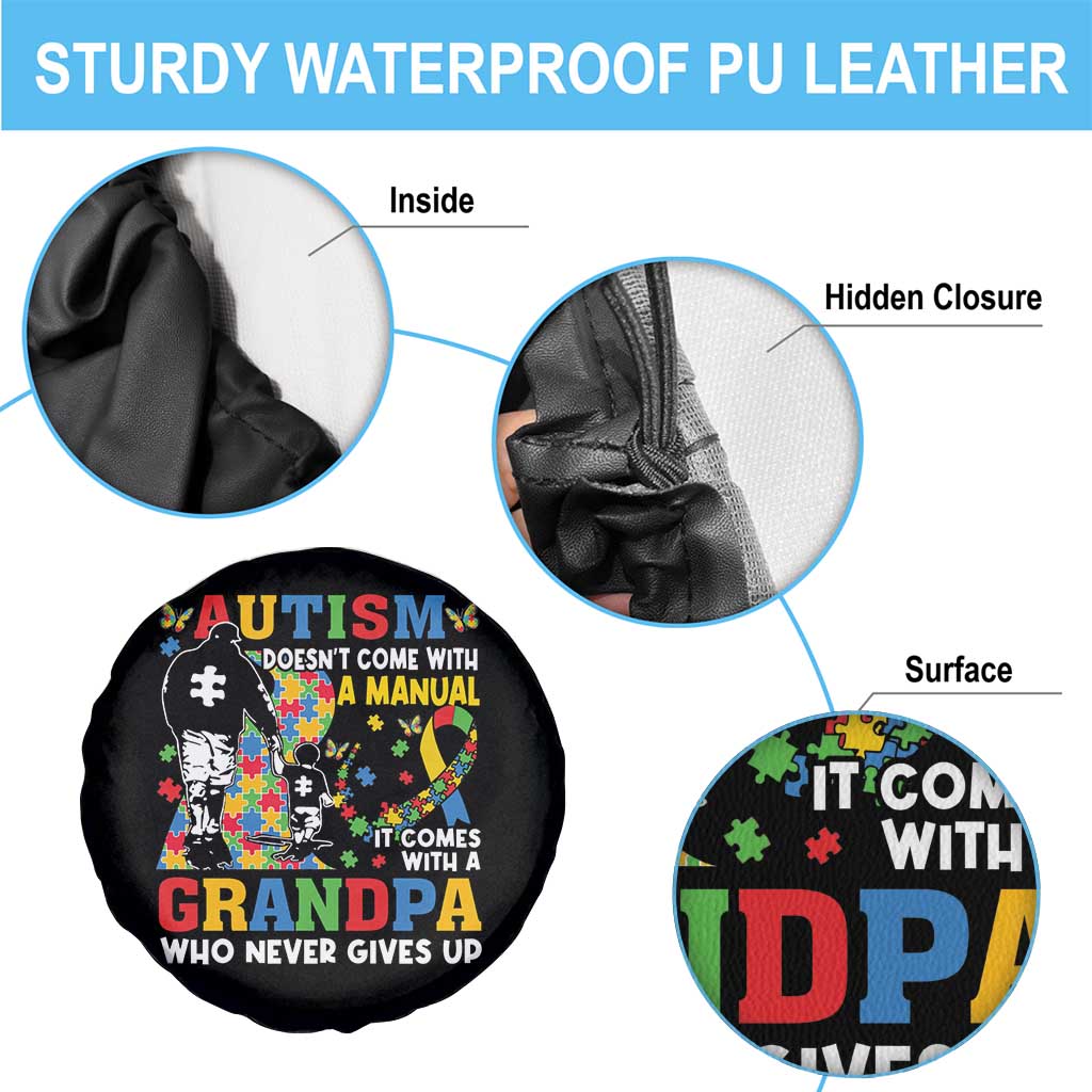 Autism Grandpa Spare Tire Cover Autism Doesn't Come With A Manual It Comes With A Grandpa TS11 Print Your Wear