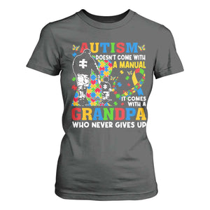 Autism Grandpa T Shirt For Women Autism Doesn't Come With A Manual It Comes With A Grandpa TS11 Dark Heather Print Your Wear